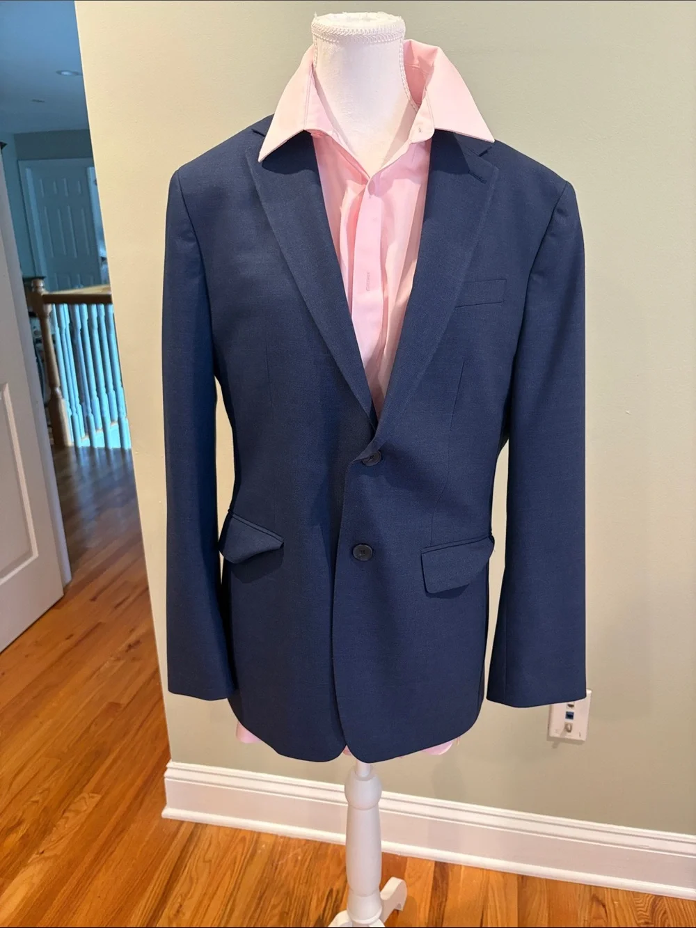 Banana Republic Navy suit with Pink Dress Shirt